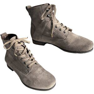 Think Taupe Suede Lace Up Combat Inspired Boots